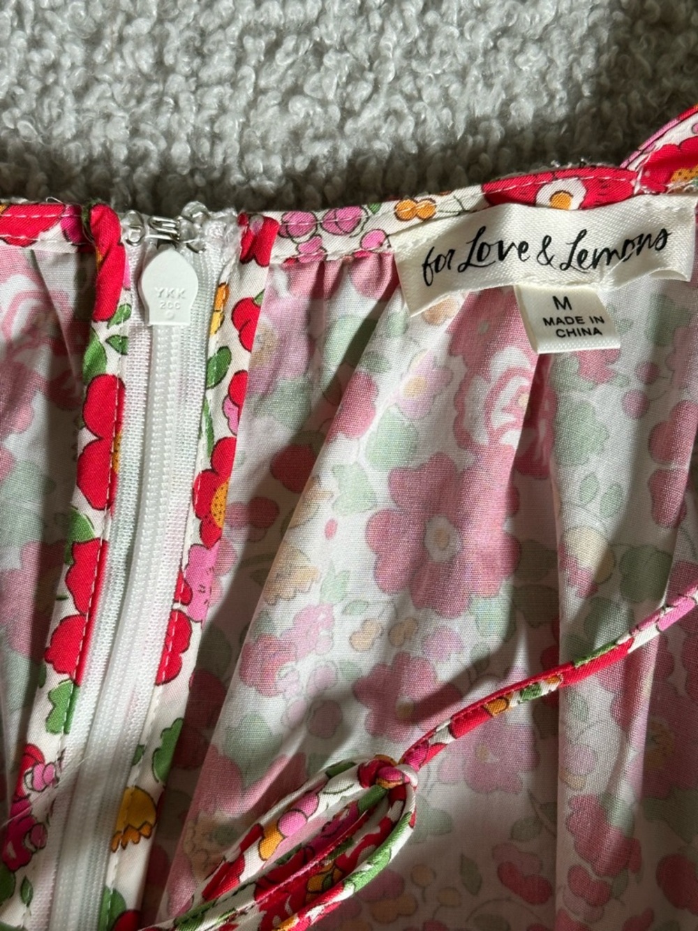 For Love & Lemons Auden Puff Sleeve Floral Mini Dress in Red, NWOT, Size M - Picture 6 of 9